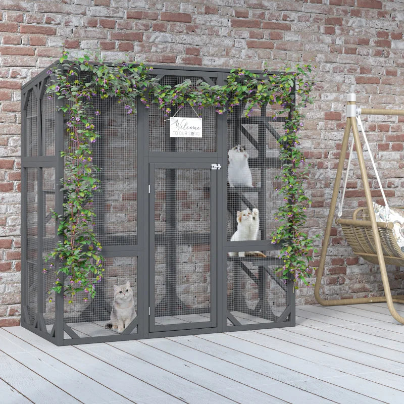 Large Outdoor Cat House With Six Platforms And Waterproof Roof