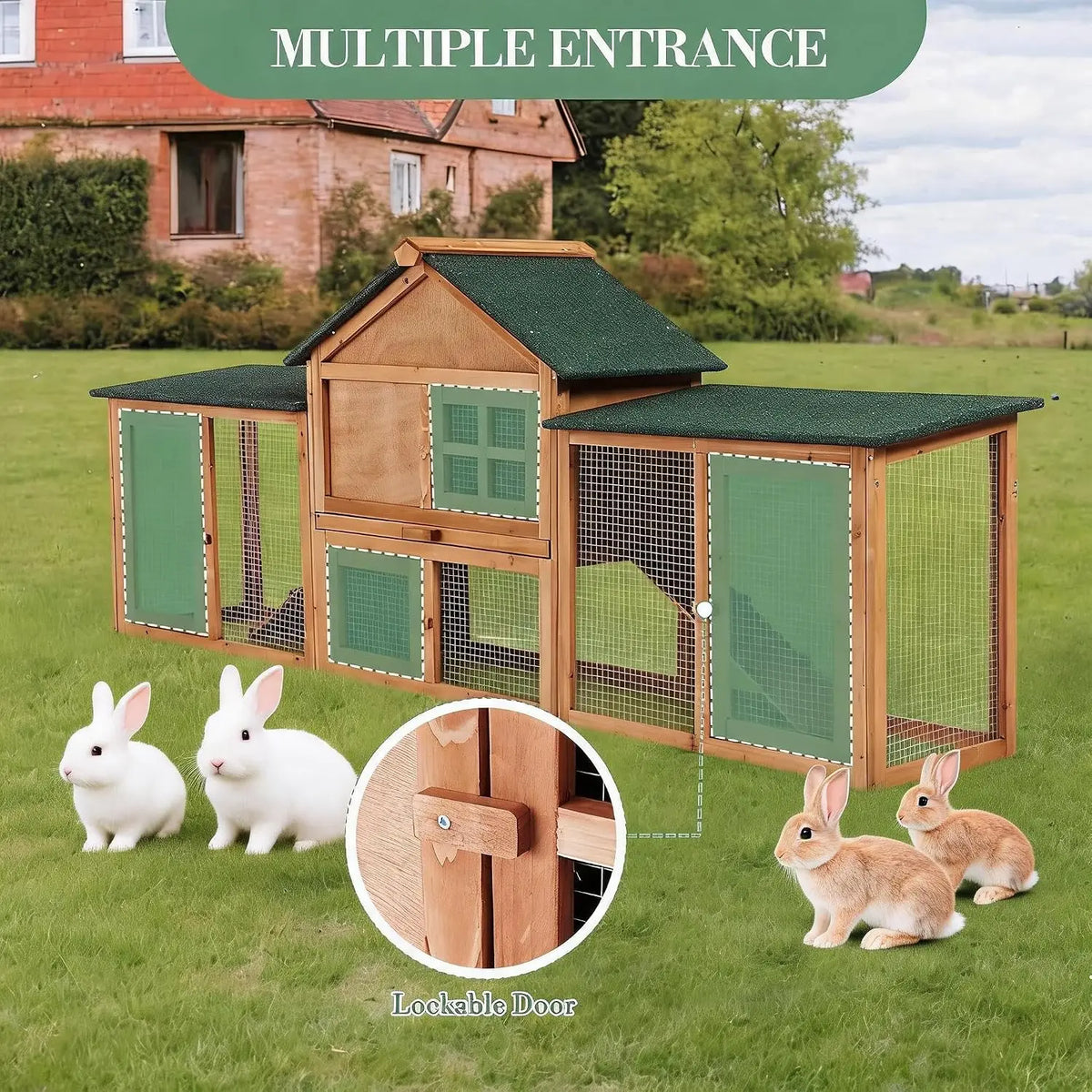 Garvee Wooden Hen House for 2-4 Chickens Poultry Hutch Brand new fast shipping Outdoor Chicken Coop with Waterproof Asphalt Roof For Small Animals