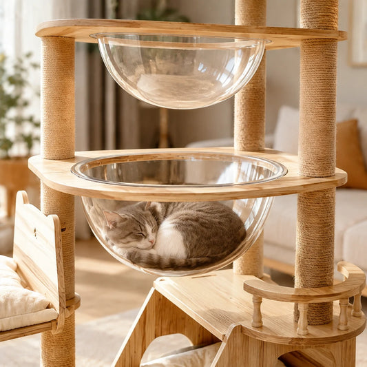 Cat Tree With Acrylic Pods And Sisal Scratching Posts