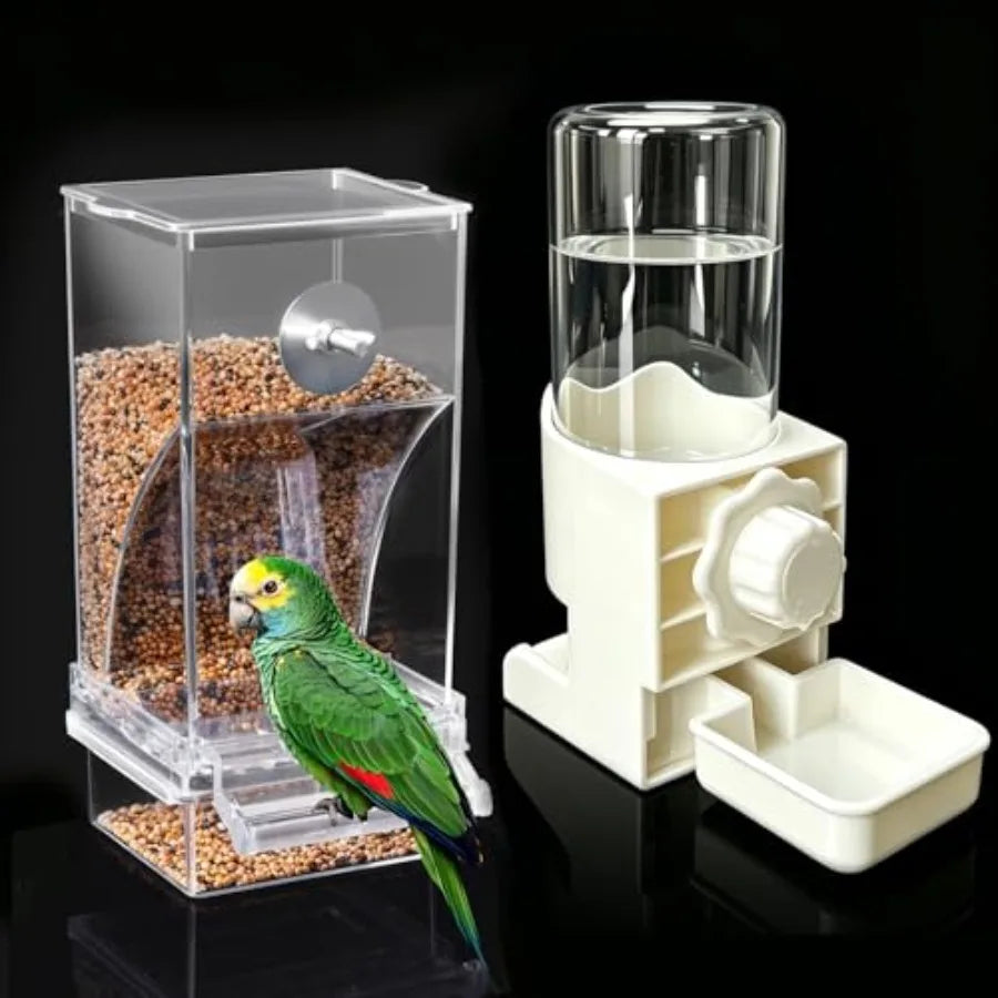 Automatic No Mess Bird Feeder Water Dispenser Set For Parakeets