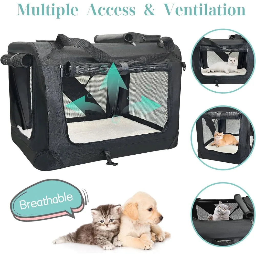 Durable Soft Sided Collapsible Pet Carrier For Travel
