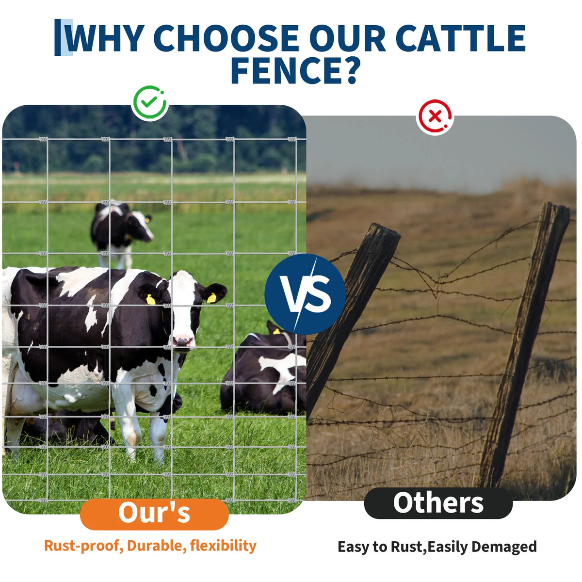 HiMISS Heavy Duty Galvanized Welded Wire Cattle Fence