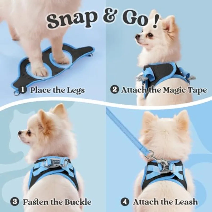 Reflective Soft Step In Vest Dog Harness With Leash Set