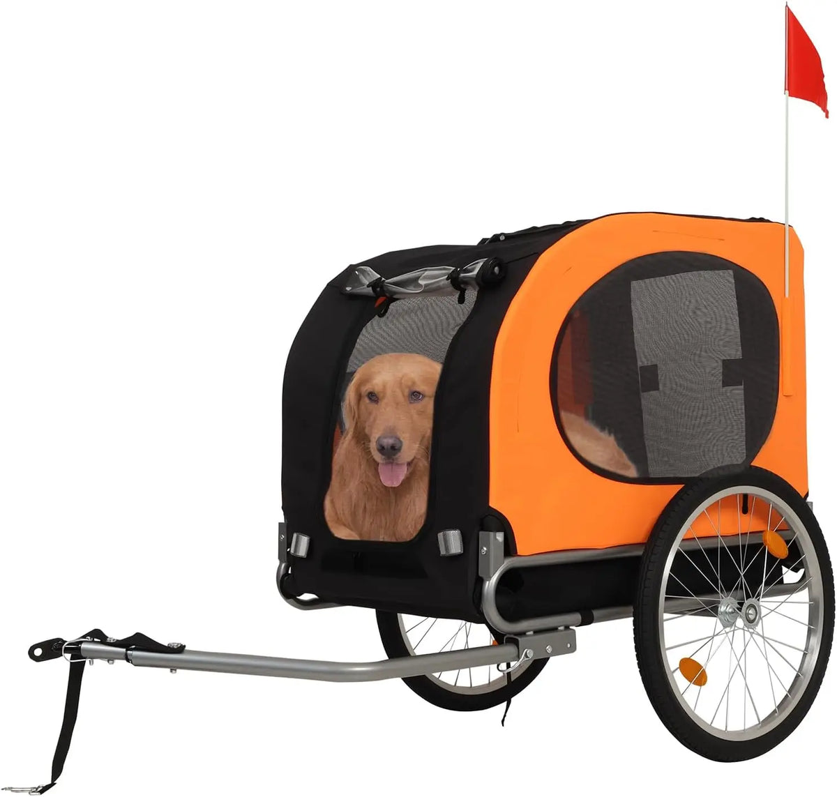 Dog Bike Trailer & Jogging Stroller, Collapsible Frame for Medium/Large Dogs up to 88lbs - Ventilated, Waterproof, Quick-Release Aluminum Wheels, Compatible Hitch