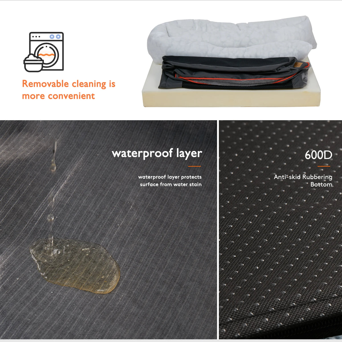Bingopaw Large Dog Bed Removable Washable Fleece Cover