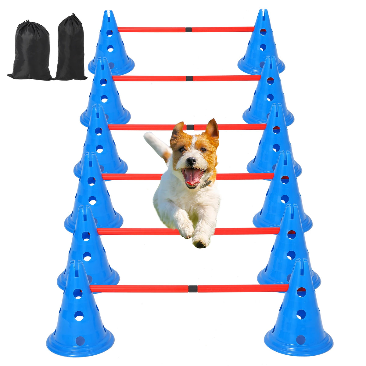 Adjustable Dog Agility Hurdle Set for Indoor and Outdoor Training