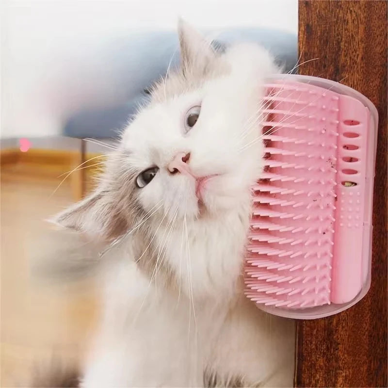 Cat Corner Scratching Brush With Catnip And Deshedding Comb