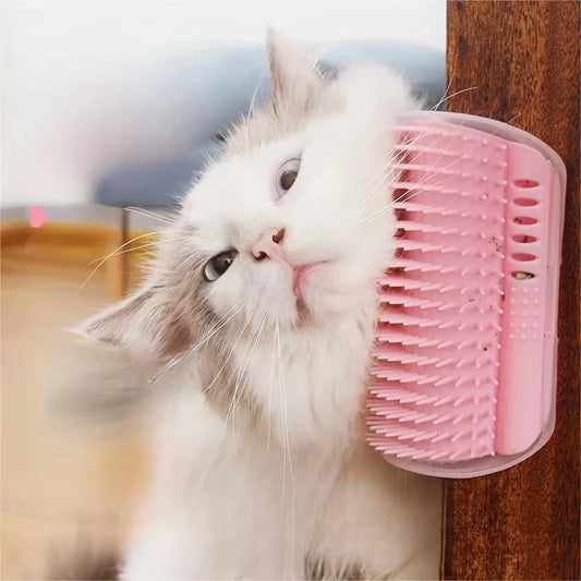 Cat Corner Scratching Brush With Catnip And Deshedding Comb