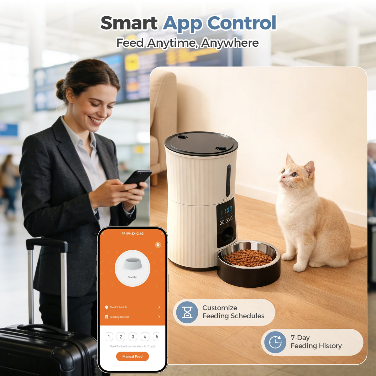 Jhk Automatic Smart Cat Feeder With App Control And Timer
