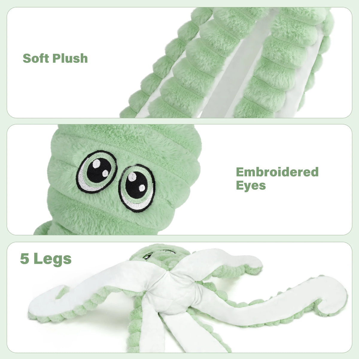 Octopus Design Squeaky Plush Dog Chew Toy Interactive