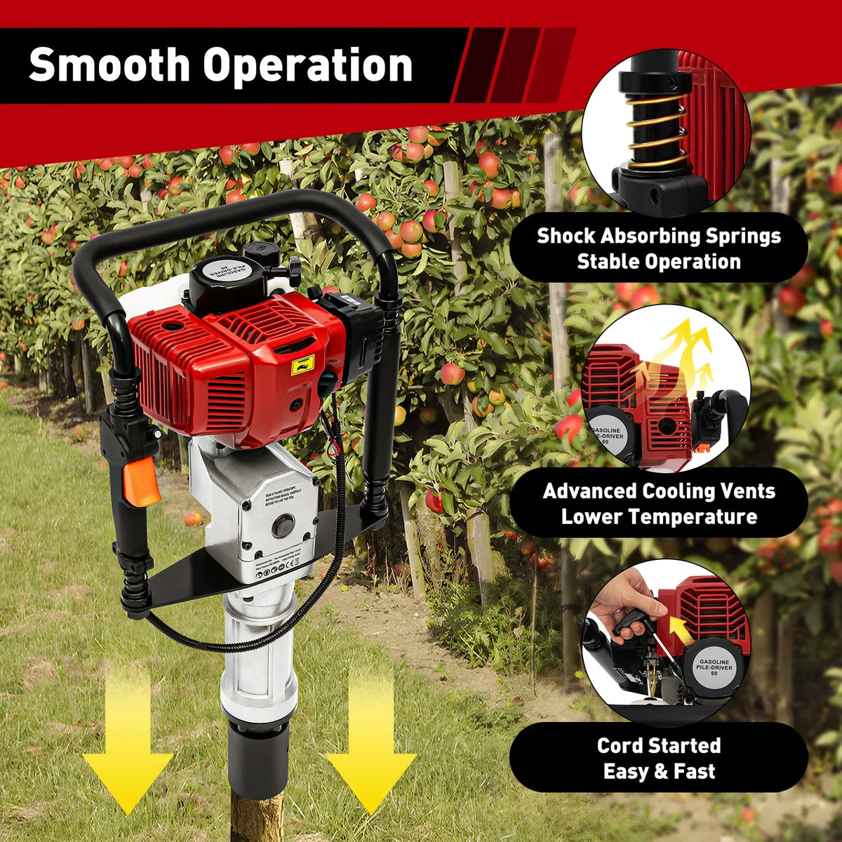 Heavy Duty 52cc Gas Powered T Post Pounder Driver Tool