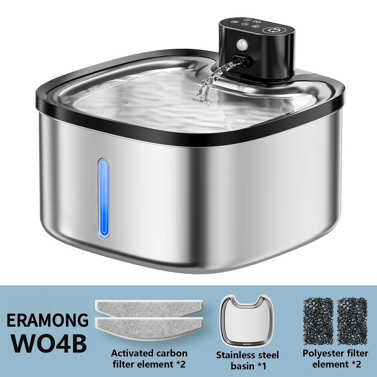 Eramong Wireless Smart Pet Water Fountain Ultra Quiet Automatic Design