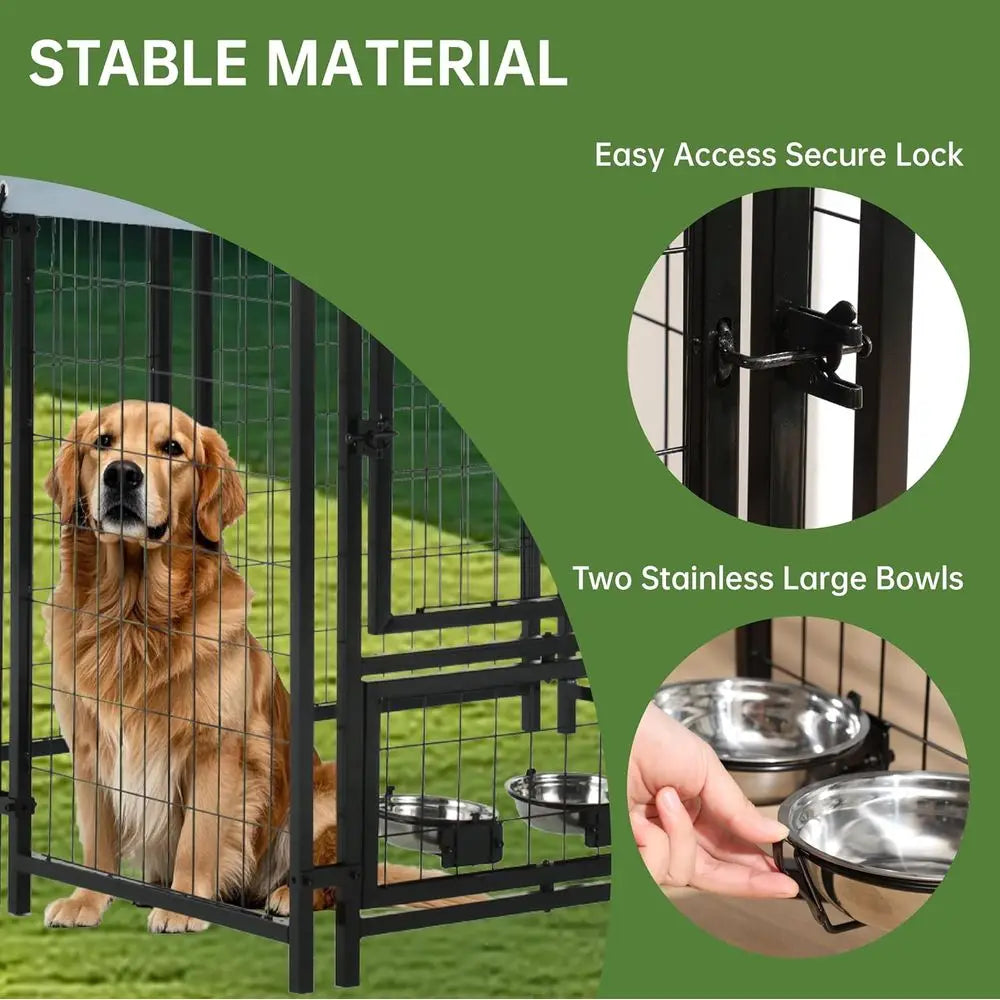 Heavy Duty Steel Outdoor Dog Kennel With Secure Lock Panels