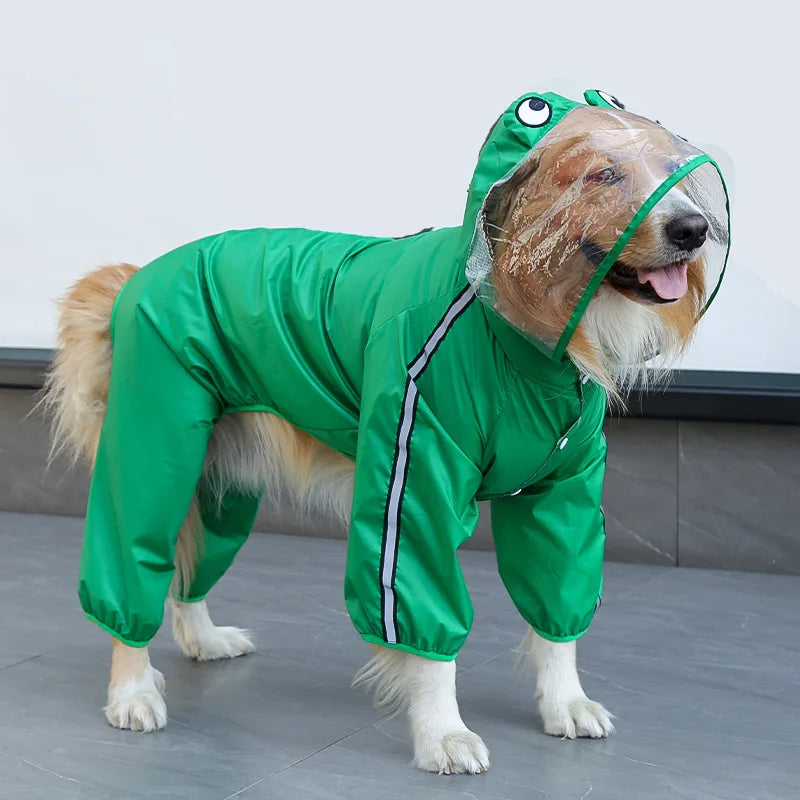 Premium Waterproof Reflective Four Legged Dog Rain Jacket