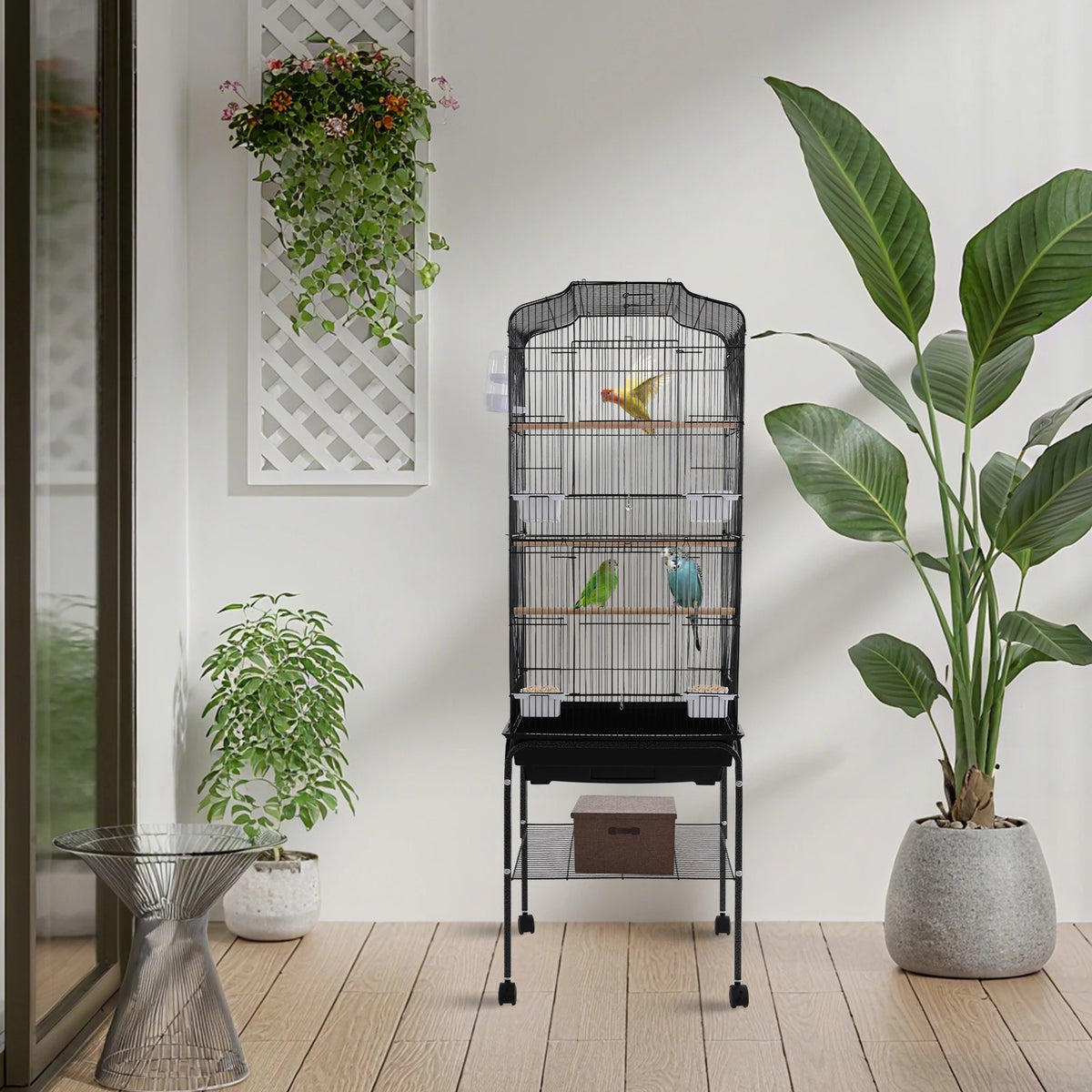 Large Bird Cage With Stand And Wheels For Parrots Finches
