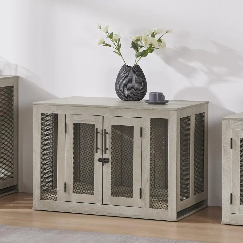 Elegant Furniture Style Dog Crate With Padded Cushion Tray