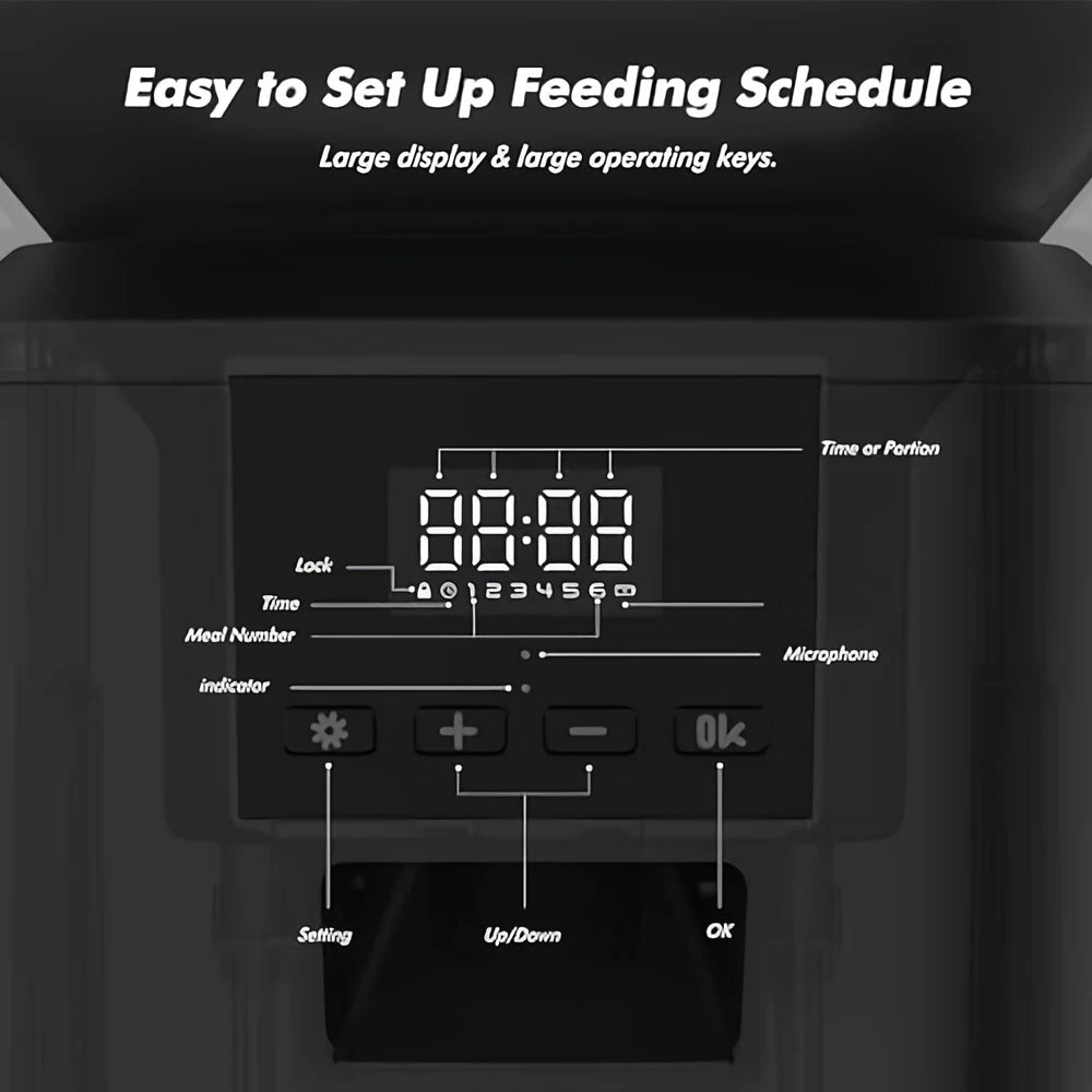 Nityers Automatic Cat Feeder Featuring Voice Recorder And Backup Power