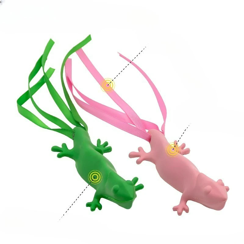 Catnip Infused Rubber Lizard Cat Toy With Playful Ribbons