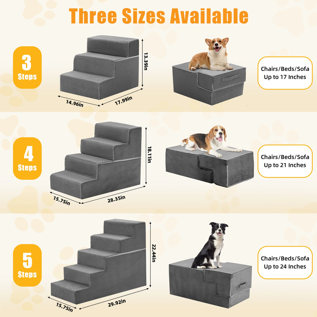 Indoor Foam Pet Stairs With Curved Step Design For Dogs