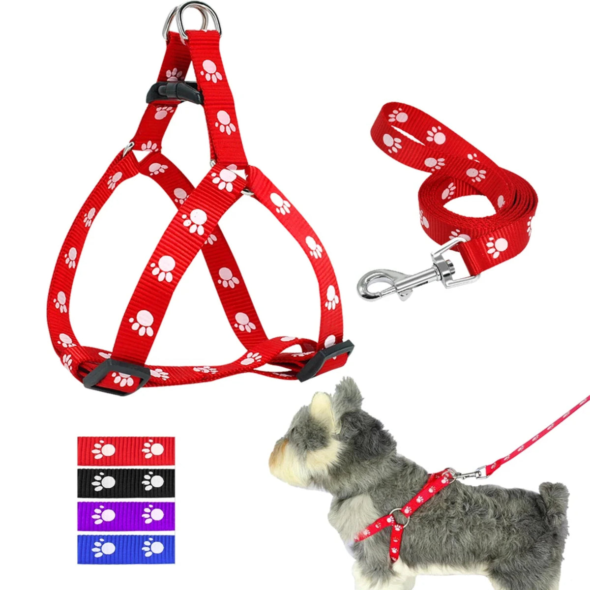 Durable Nylon Walking Dog Harness And Adjustable Leash Set