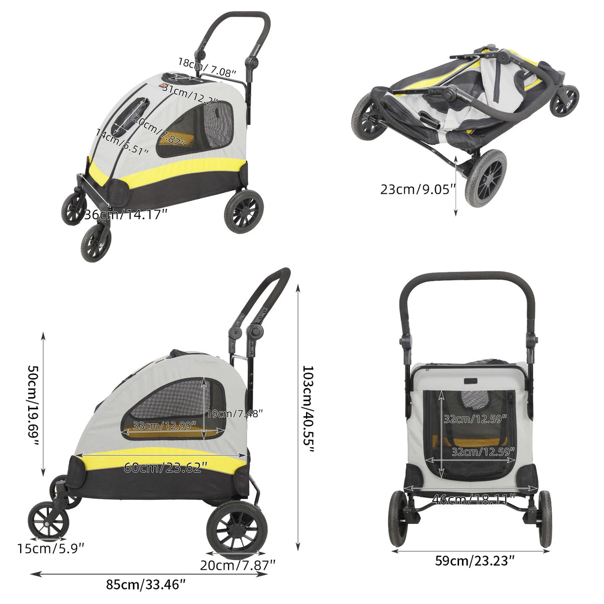 Premium Foldable Four Wheel Dog Stroller For All Pets
