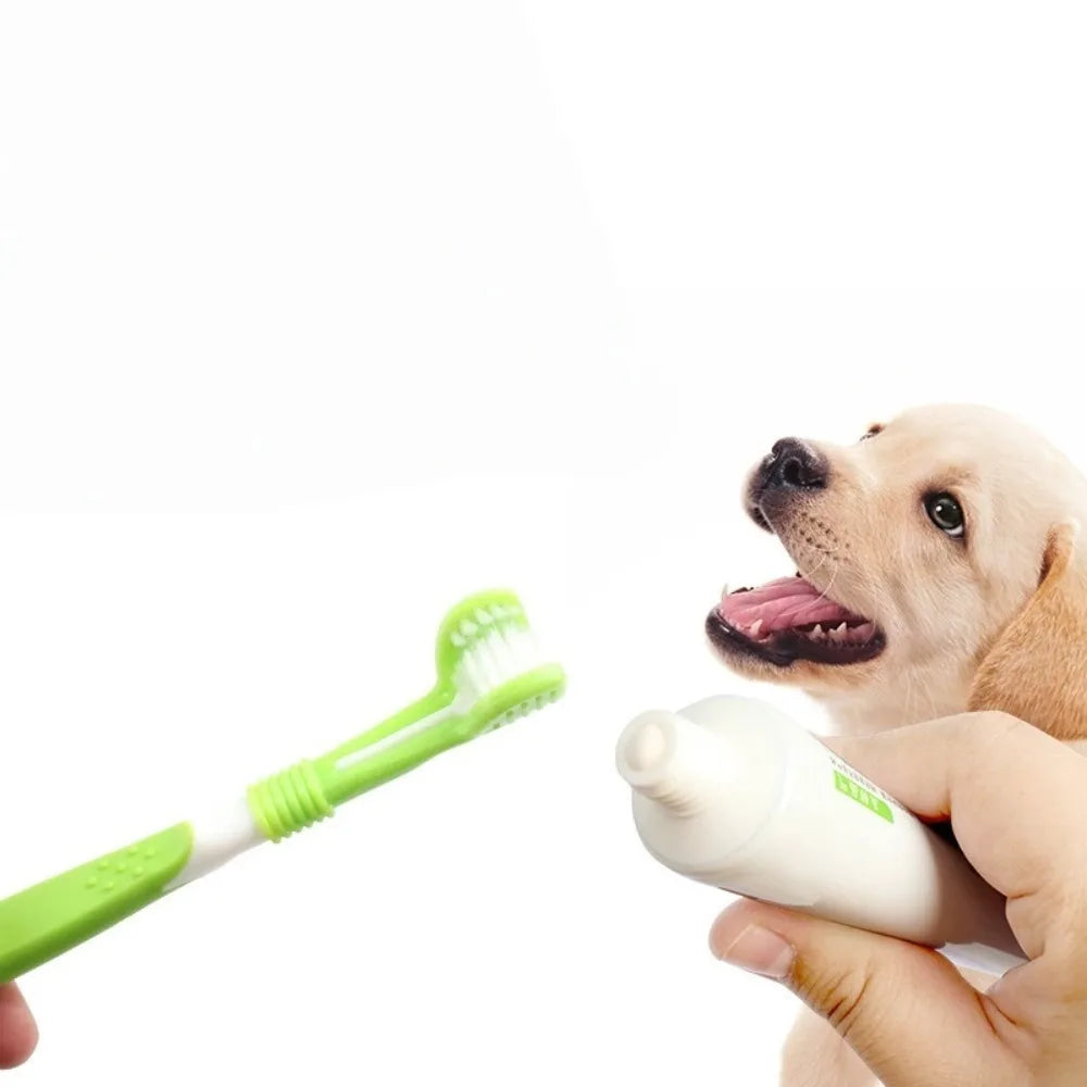 3-Sided Pet Toothbrush Dogs Cats Removes Tartar Freshens Breath
