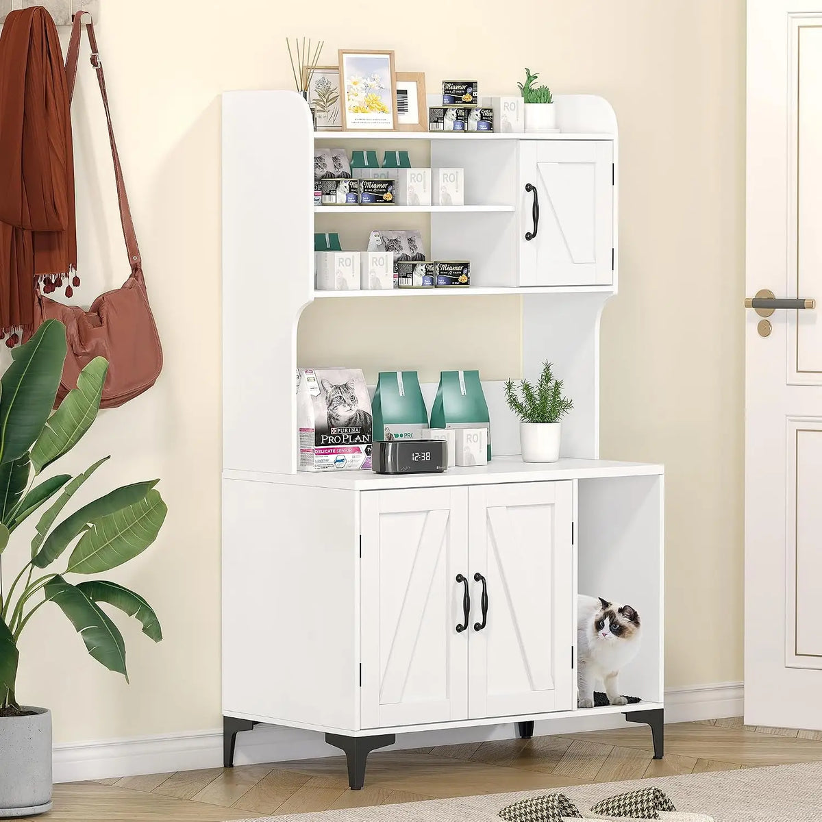 Garvee Wooden Cat Litter Box Enclosure With Storage Cabinet