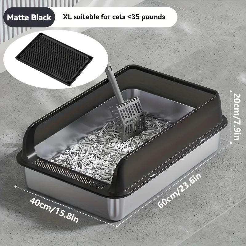 KEMORELA Stainless Steel Enclosed Cat Litter Box With Lid