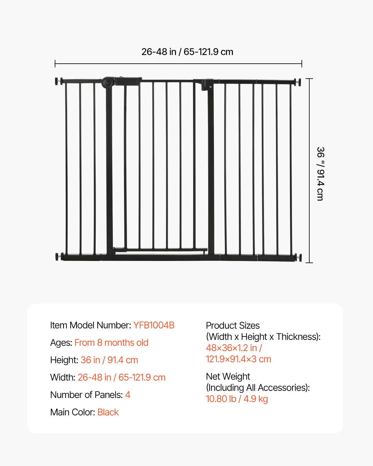 SucceBuy Walk Through Pressure Mount Child Pet Security Gate