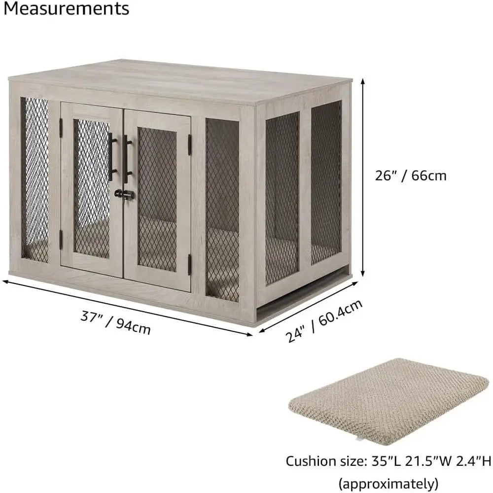 Elegant Furniture Style Dog Crate With Padded Cushion Tray