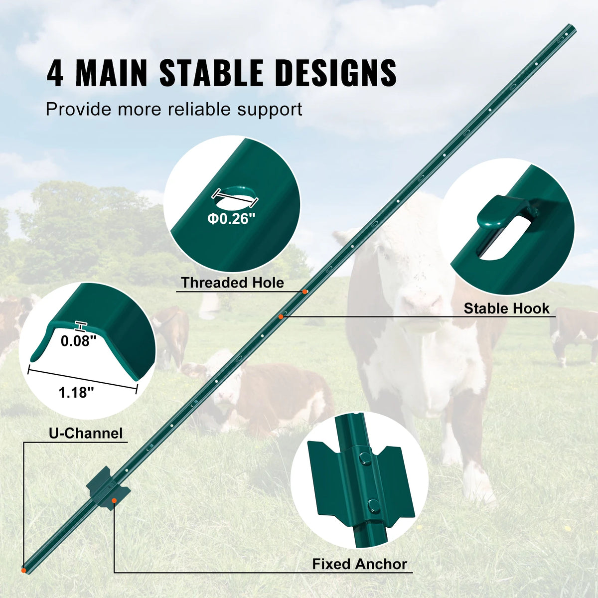 SucceBuy Fence Post T-Post Heavy Duty Metal Fence Posts Sturdy Steel Fence Stakes for GardenYard Lawn Farms&Outdoor Wire Fencing