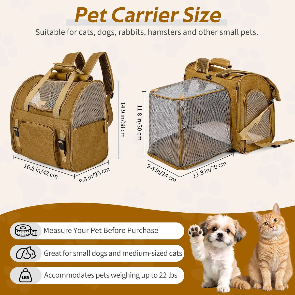 Durable Expandable Mesh Cat Carrier Nylon Travel Backpack