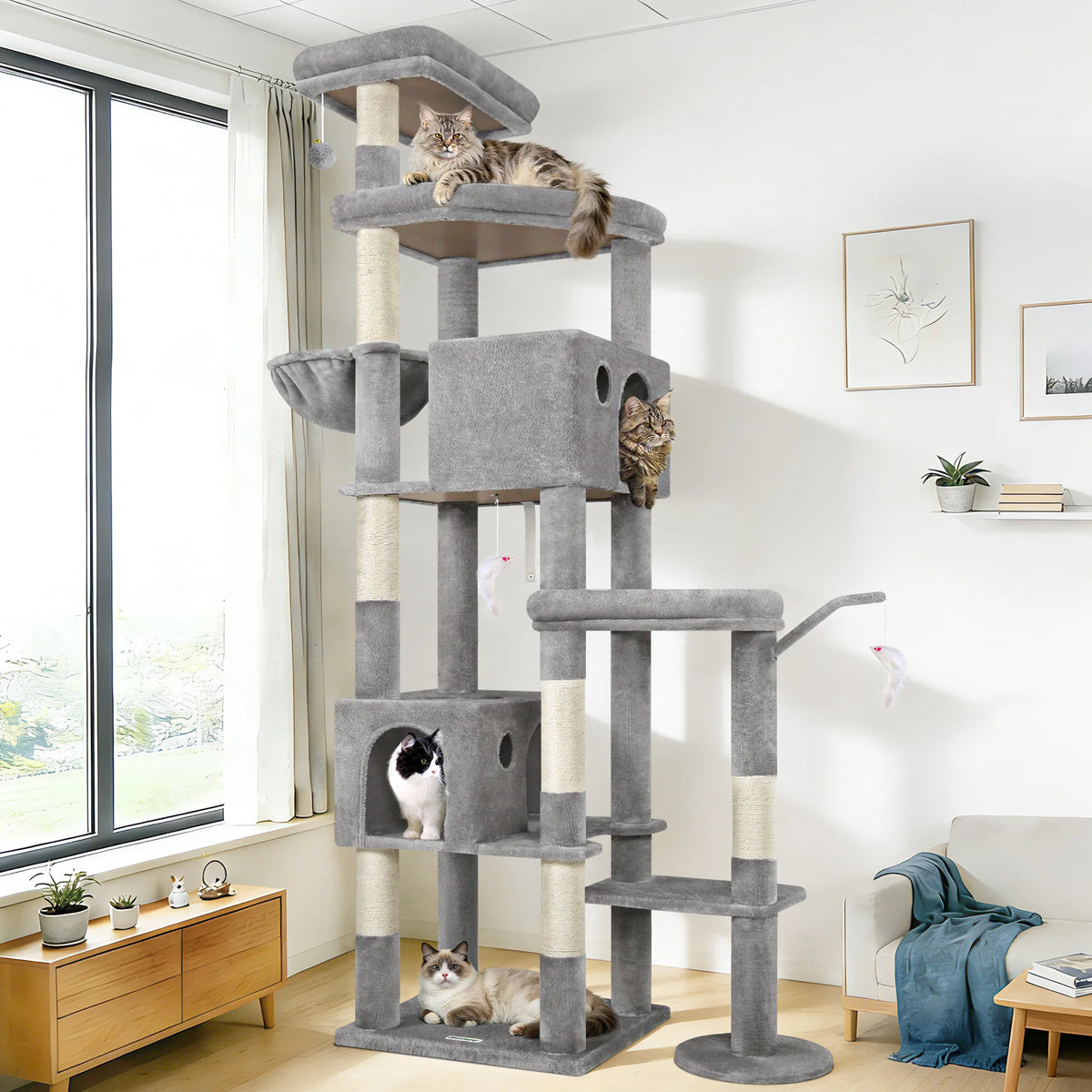 GLOBLAZER Multi Level Cat Tree With Scratching Posts And Hammocks