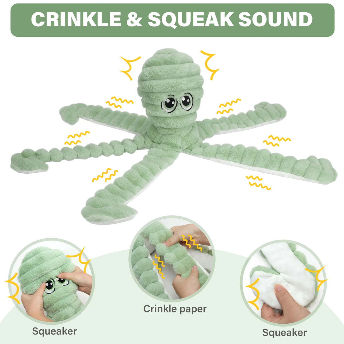 Octopus Design Squeaky Plush Dog Chew Toy Interactive