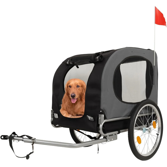 Dog Bike Trailer & Jogging Stroller, Collapsible Frame for Medium/Large Dogs up to 88lbs - Ventilated, Waterproof, Quick-Release Aluminum Wheels, Compatible Hitch