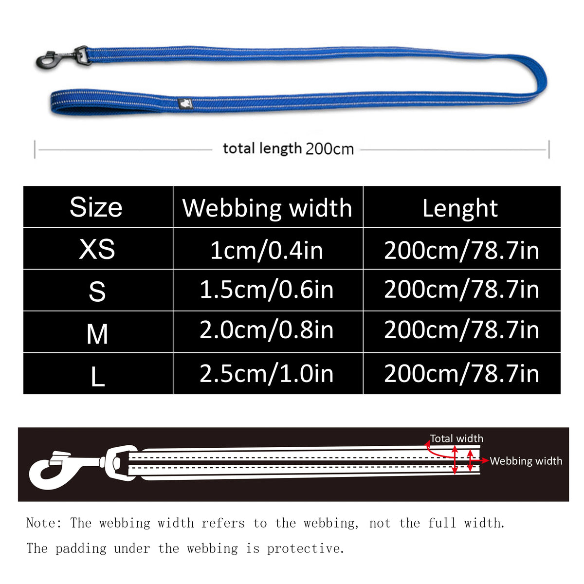 TRUELOVE Reflective Padded Nylon Pet Leash for Walking and Training