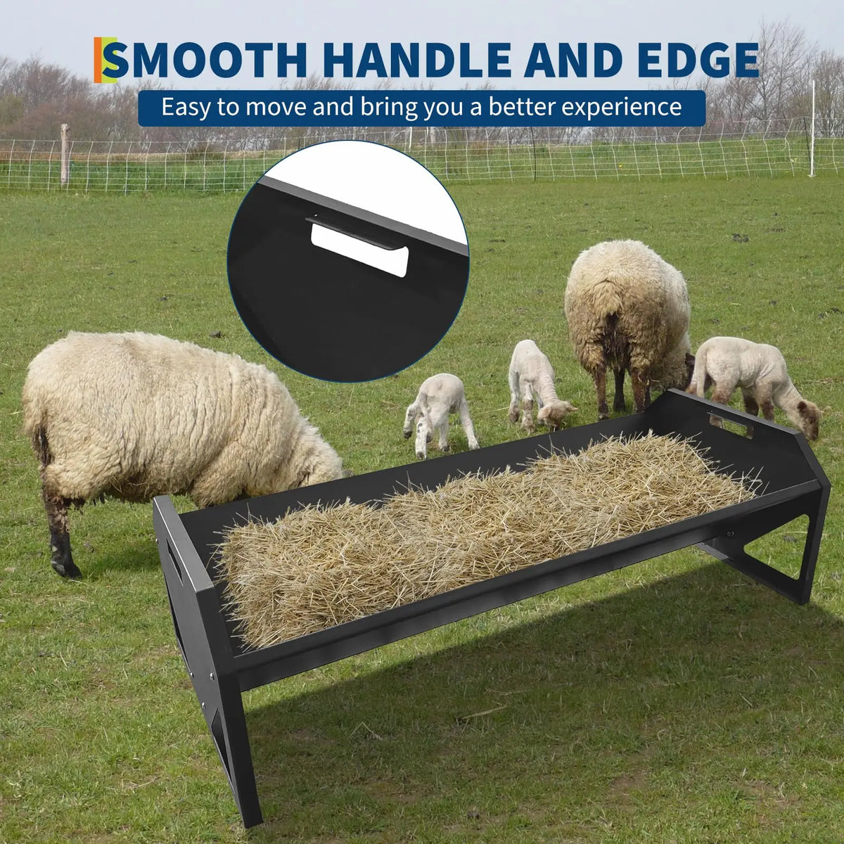 HiMISS Durable Galvanized Steel Livestock Hay Trough