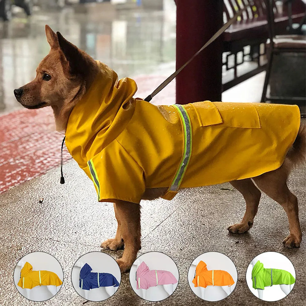 Waterproof Dog Raincoat Featuring Reflective Hood For Daily Walks