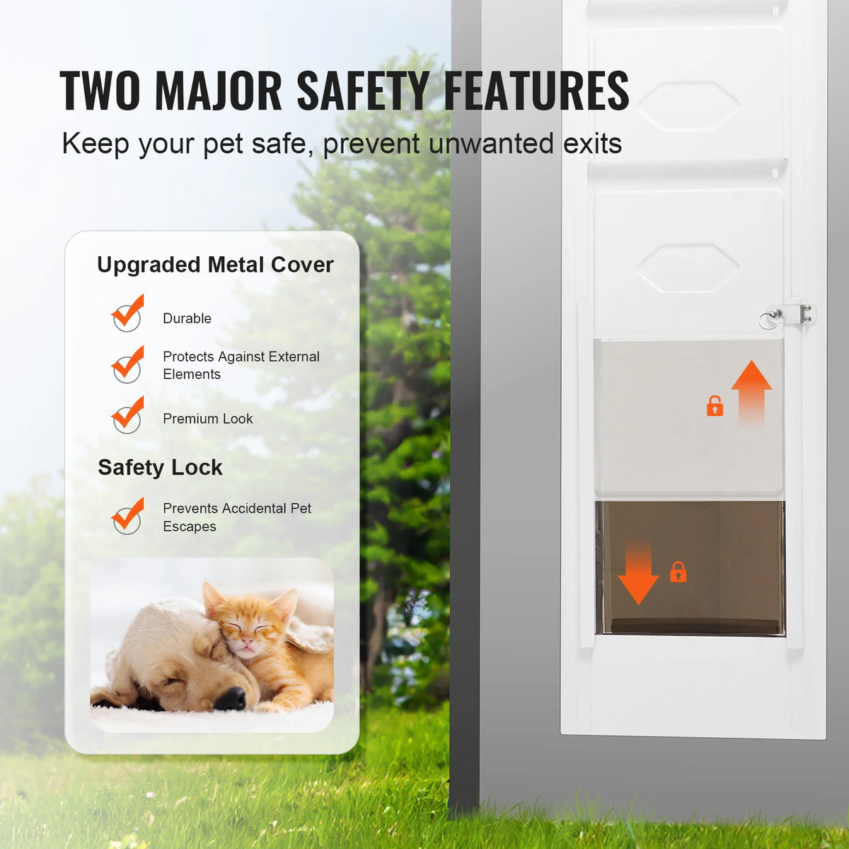 SucceBuy Aluminum Tempered Glass Sliding Adjustable Pet Door For Dogs