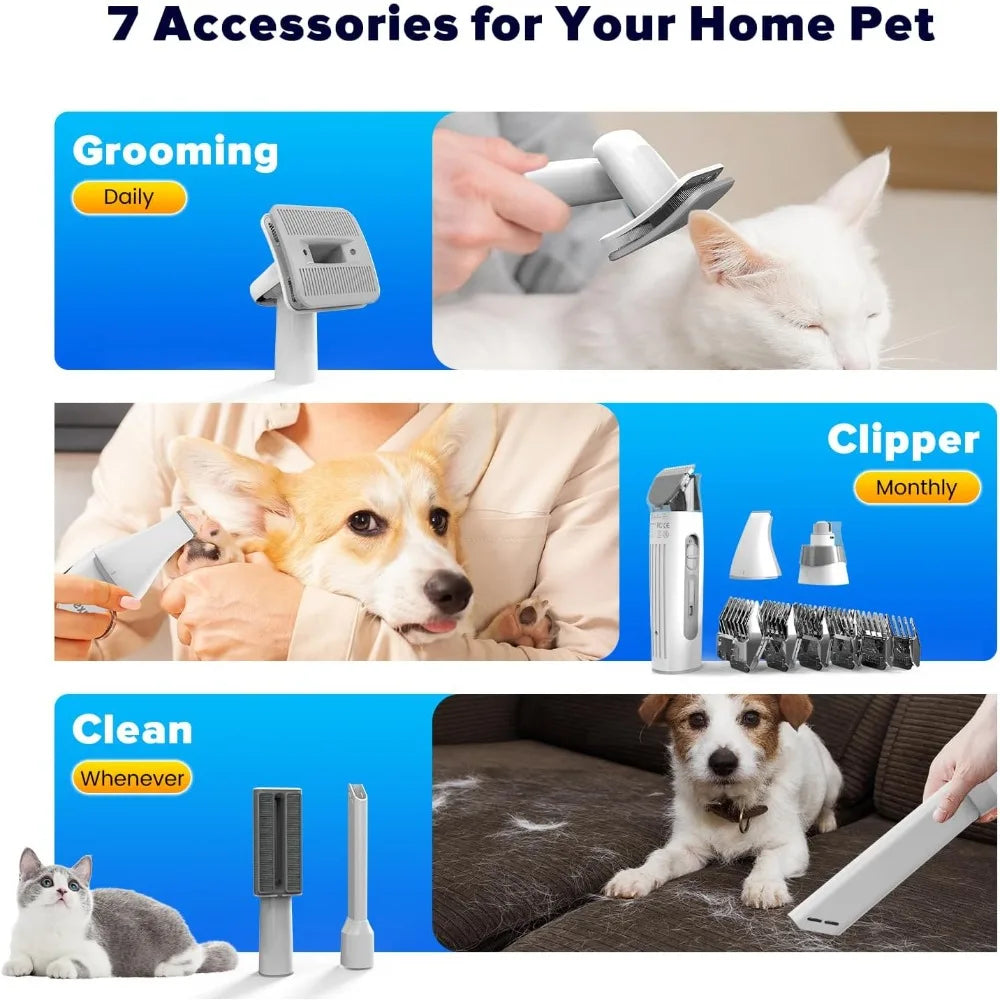 XMSJ 7 In 1 Pet Grooming Kit Powerful Vacuum Suction