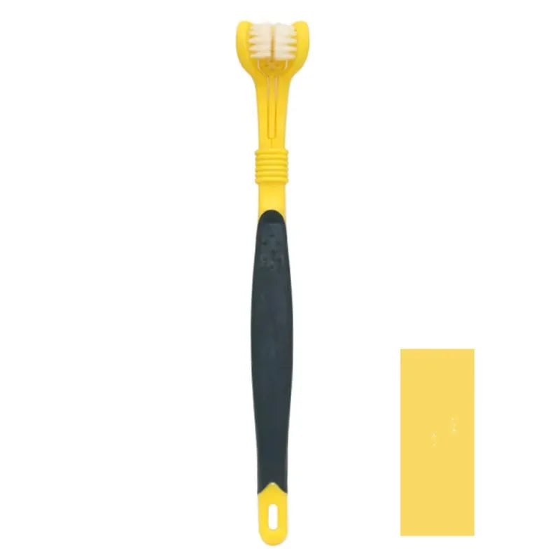 3-Sided Pet Toothbrush Dogs Cats Removes Tartar Freshens Breath
