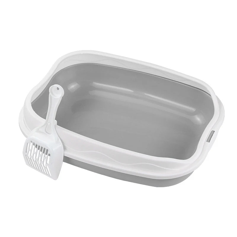 Semi Enclosed Cat Litter Box With Spatter Proof Cleaning Design
