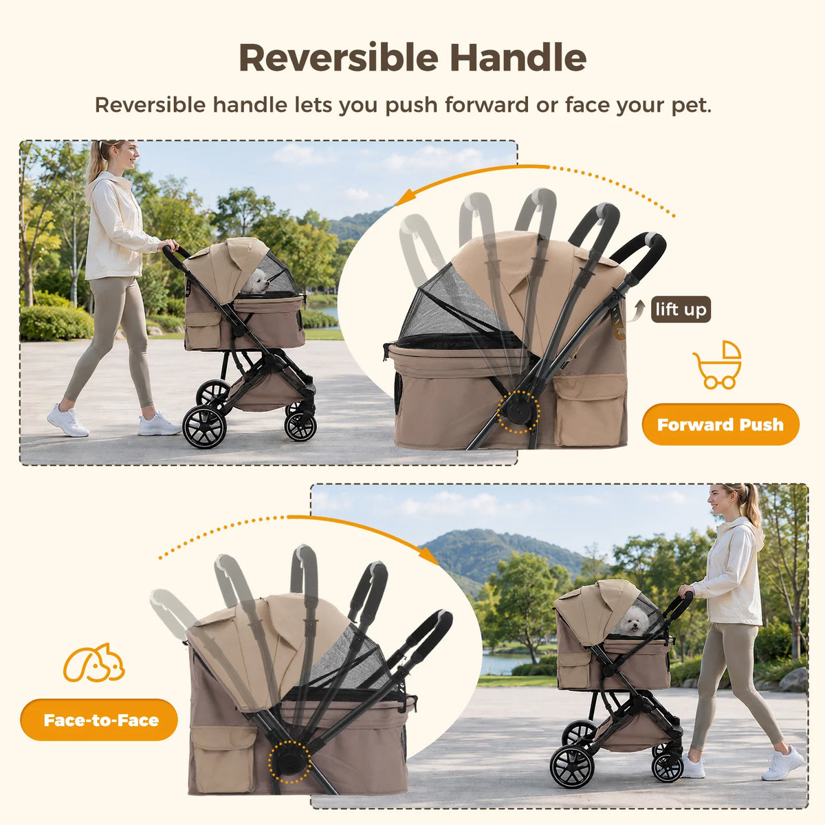 Pawz Road Foldable Pet Stroller With Basket And Cup Holder