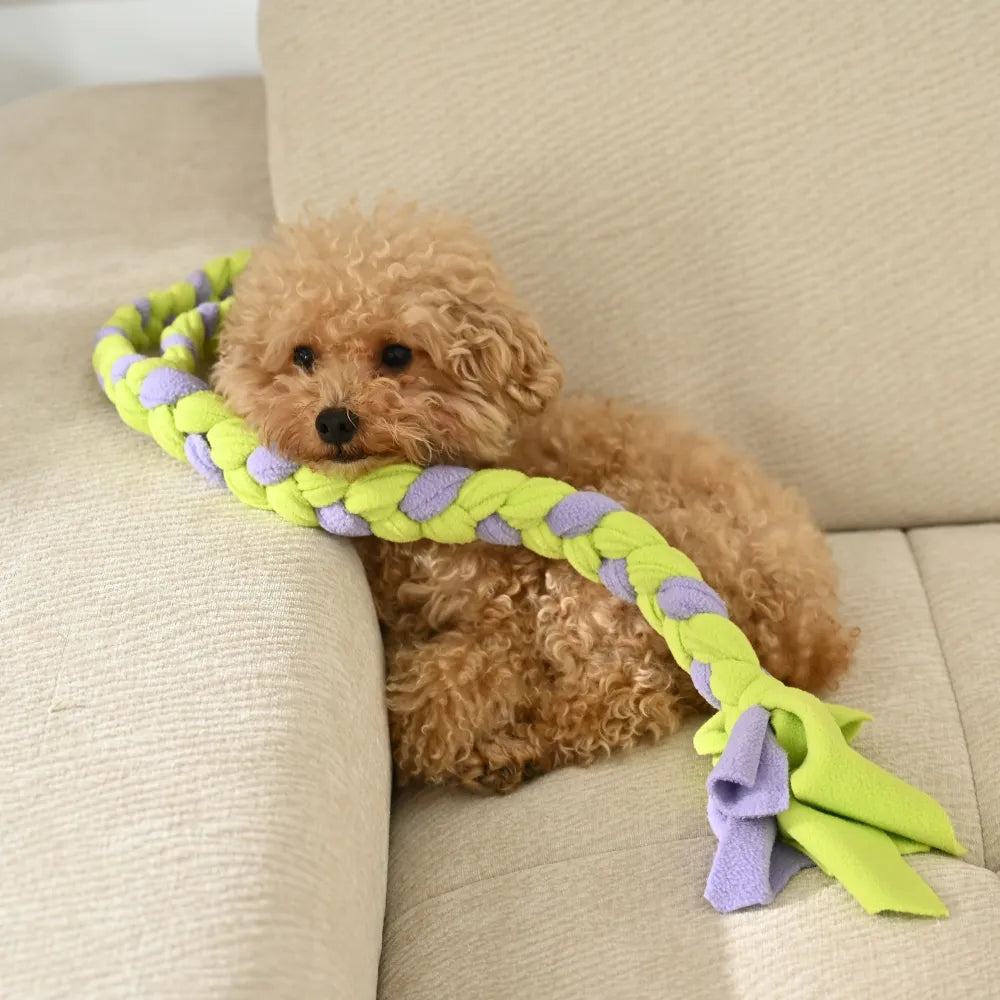 12PCS/Carton Dog Rope Tug Toys Durable Woven Plush Chew Rope Interactive Tug of War Toy with Loop Handle for Puppies Dogs