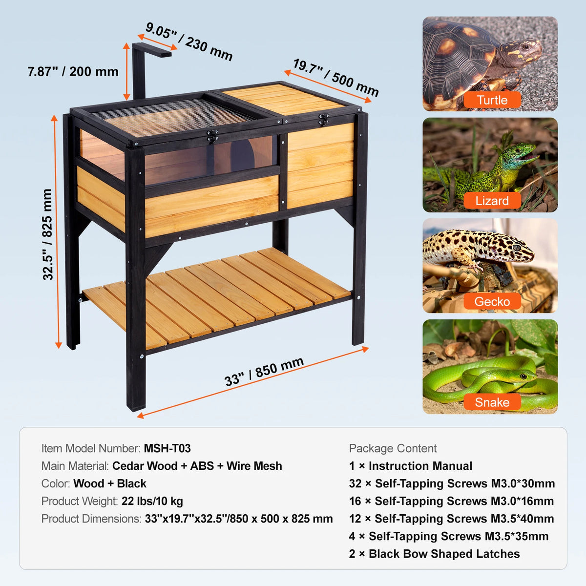 Large Wooden Tortoise House For Reptiles With Openable Roof