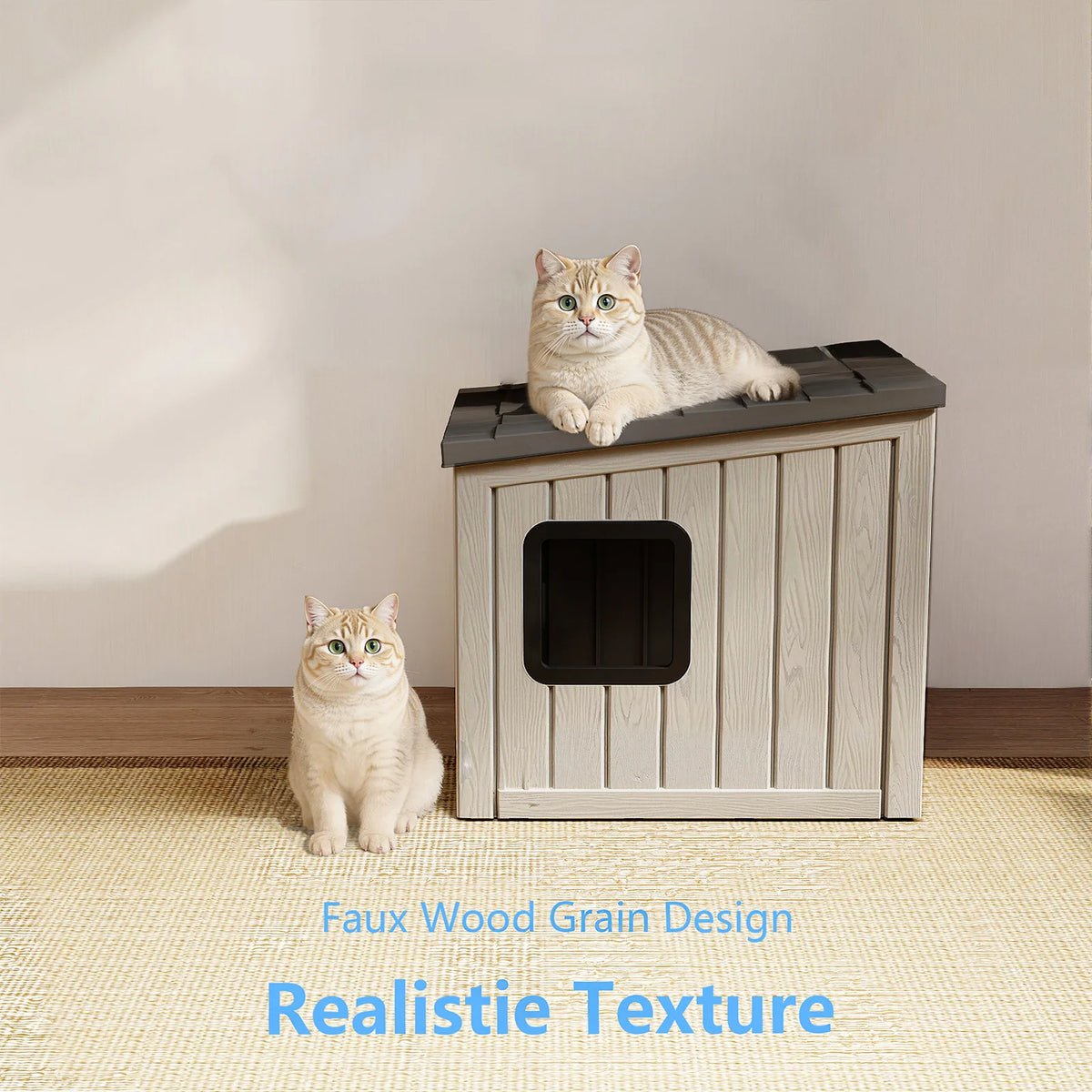 Outdoor Weather Resistant Plastic Pet Cabin With Sloped Roof