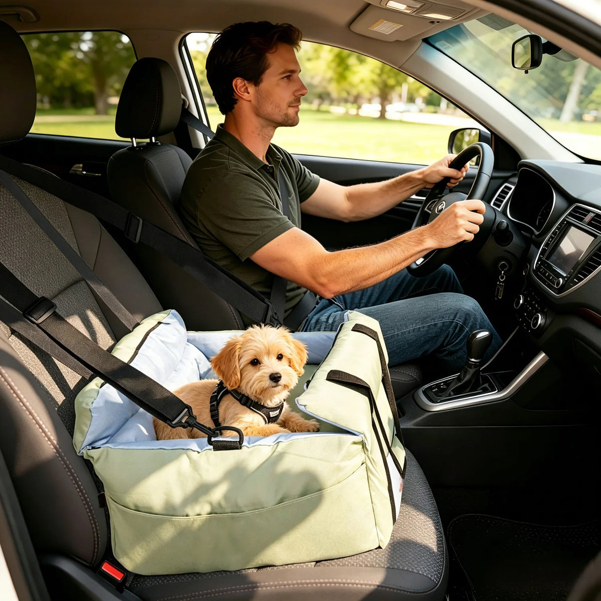 BINGOPAW Washable Dog Car Seat Booster With Safety Belt