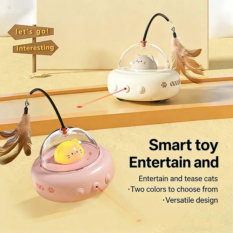 Automatic Interactive Cat Teaser Toy Self Playing Laser And Feather