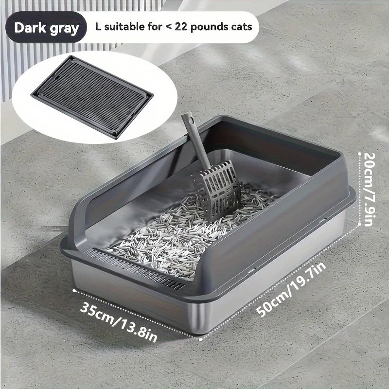 KEMORELA Stainless Steel Enclosed Cat Litter Box With Lid