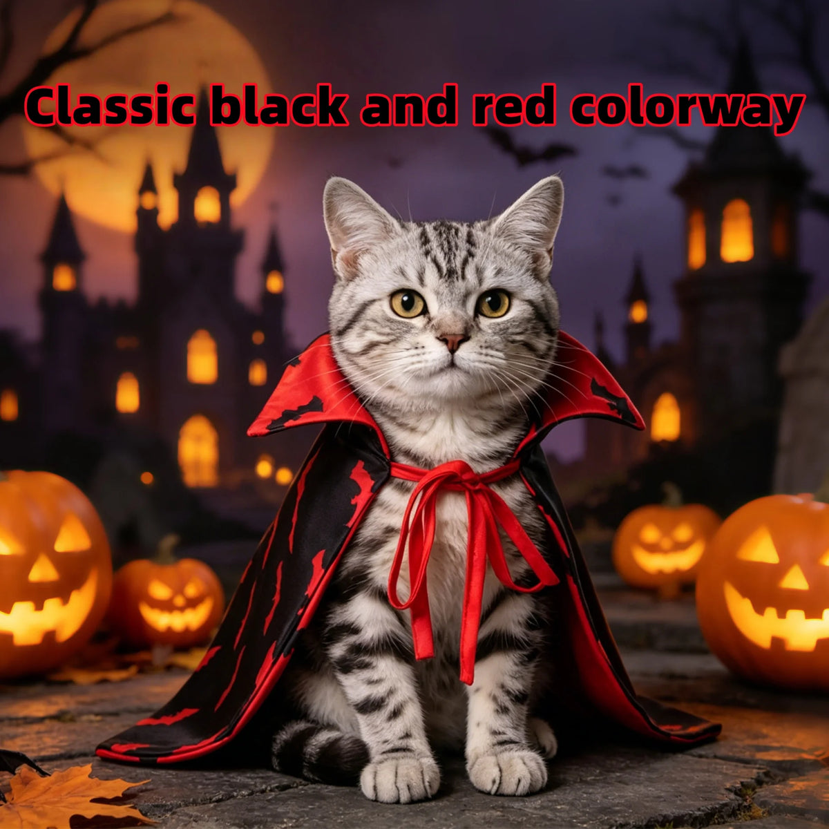 Reversible Bat Vampire Cape Costume For Cats And Small Dogs